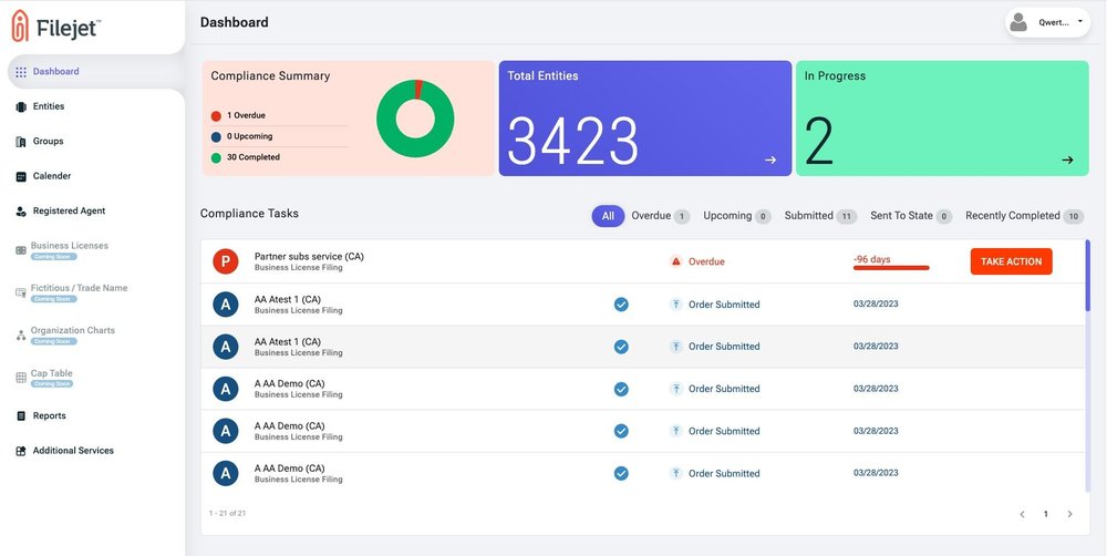 Filejet Dashboard