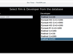 Using the database to select a film and developer combination