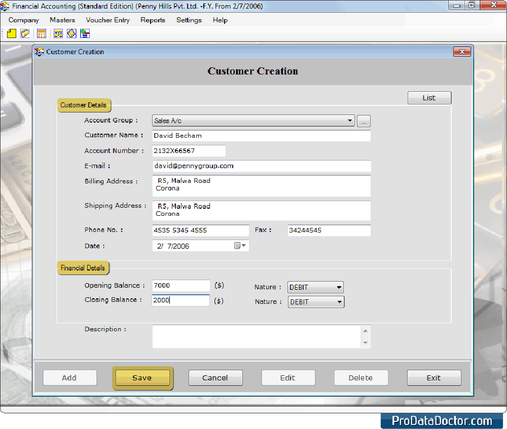 Financial Accounting Software Screenshot 1