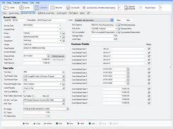 General Asset Data screen stores basic identification info and tax info for each asset