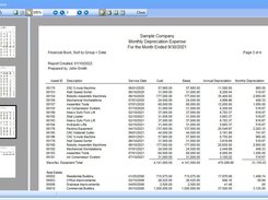 Produces monthly, year-to-date and annual depreciation reports for Book, Tax, AMT, State and other calculations