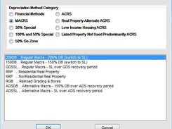 Select from over 60 Financial-GAAP and Tax depreciation methods