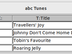 Tune index window for selecting a tune
