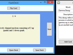 Flashcards can be added and removed.