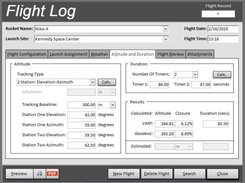 Flight Log Altitude and Duration Screen