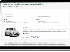 Online Car Rental Booking confirmation