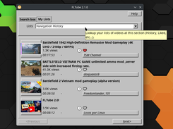 FLTube 2.1.0 displaying History Navigation video list