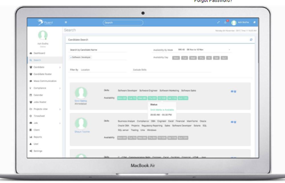 Fluent Temporary Recruitment Software Screenshot 1