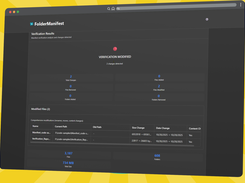 The verification results view of FolderManifest highlights all modifications between scans, including added, deleted, or changed files. Using checksum-based comparison, it confirms file integrity and flags altered content—helping users maintain accurate, audit-ready folder records.