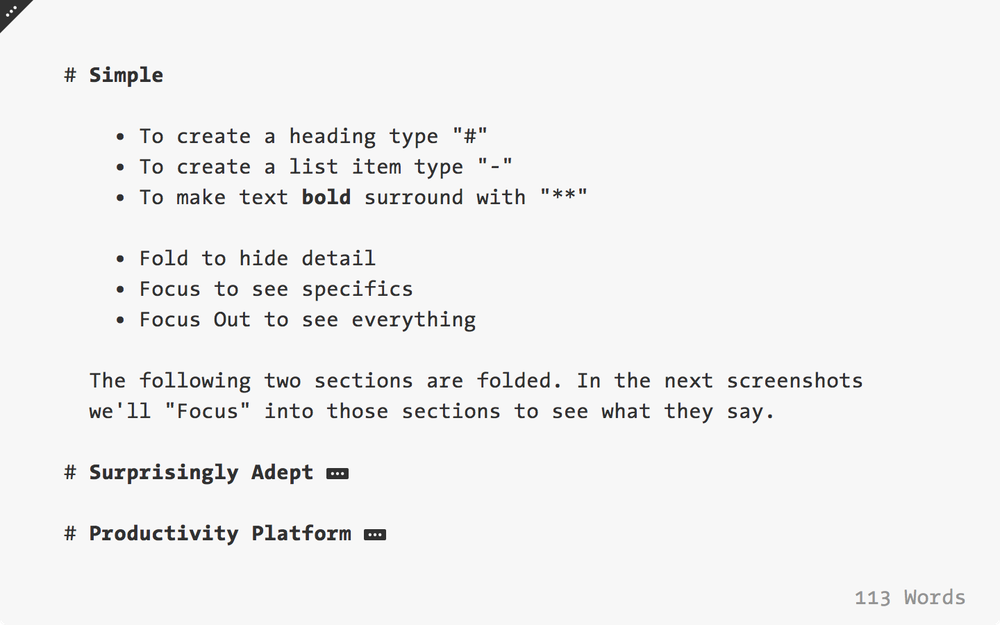 FoldingText Screenshot 1