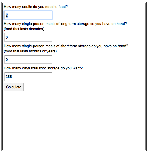 Калькулятор хранения продуктов питания