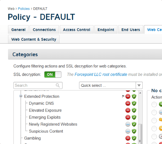 websense filter to fortigate web filter