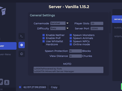 Server Settings Page