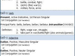 Nicely formated results for 'bello.'