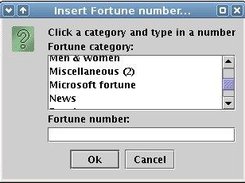 Screenshot of the categories available in Fortune-Java