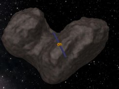 A notional ion-engine spacecraft performing proximity ops with comet 67P/Churyumov–Gerasimenko.