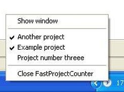 Working projects marked on projects list