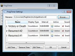Settings dialog where you add/remove/edit timers