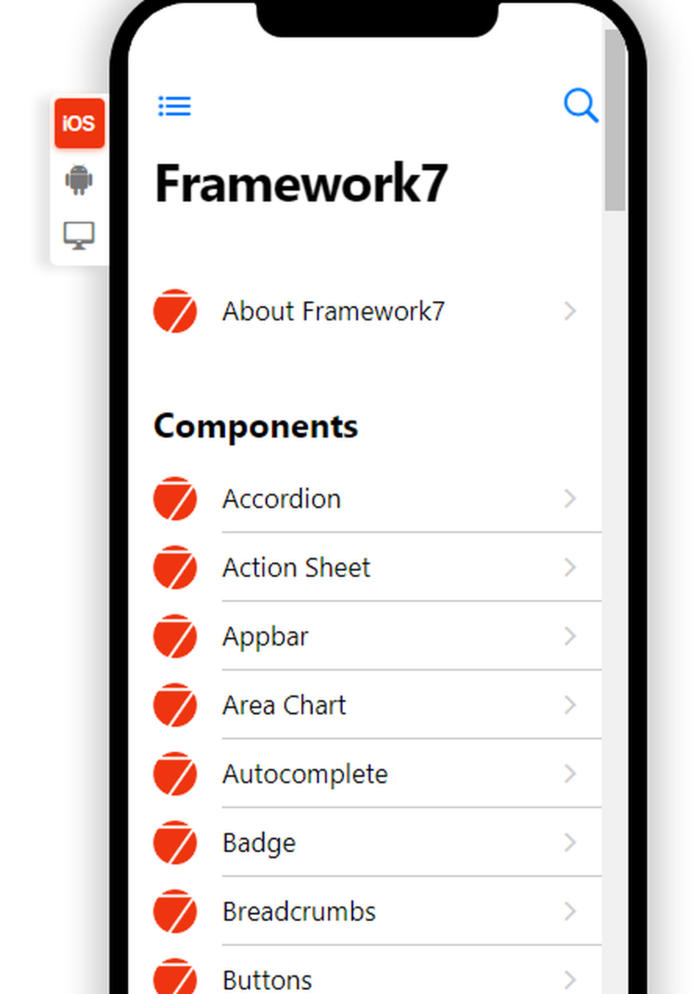 Framework7 Screenshot 1