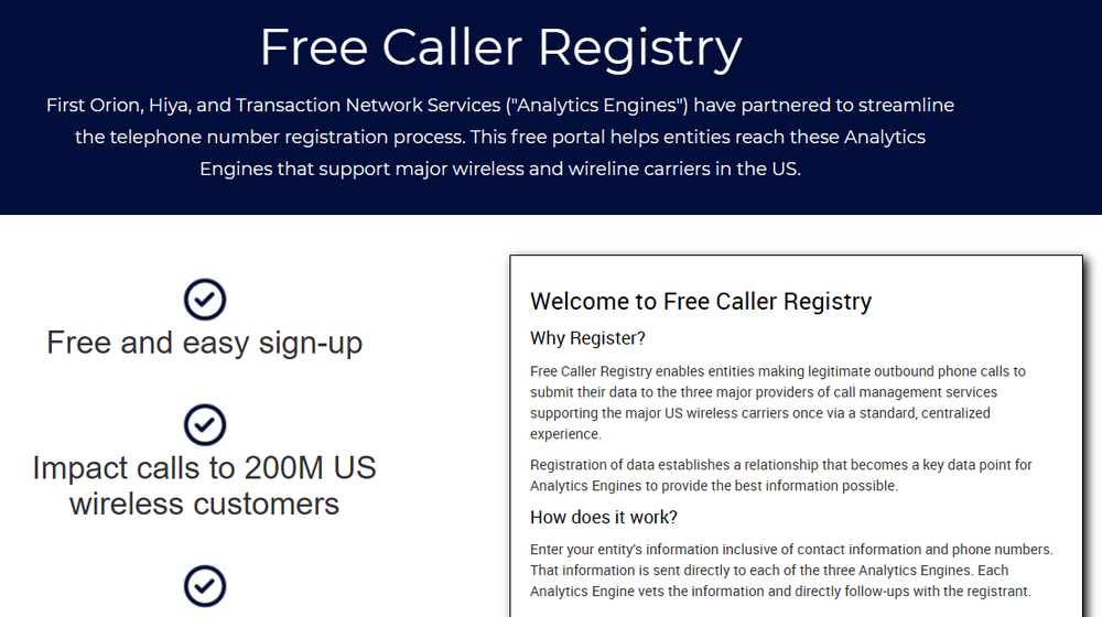 Free Caller Registry Screenshot 1