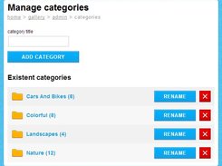 Admin page for editing gallery categories