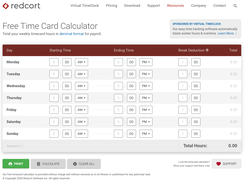Free Time Card Calculator