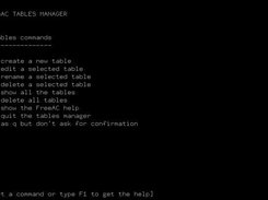 The tables manager main screen