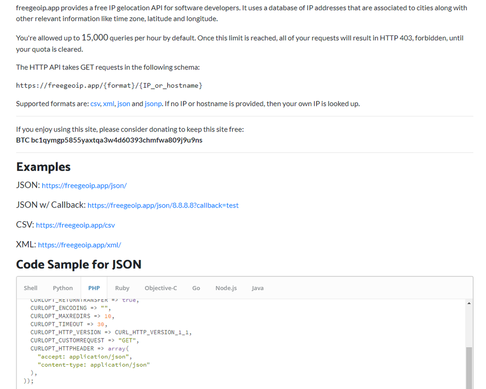 freegeoip.app Screenshot 1