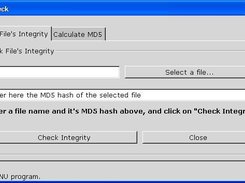 The main screen - checks the integrity of a file