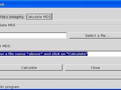 The secondary screen - calculates the MD5 hash of a file