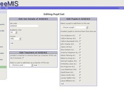 Screen showing forms to edit pupil-set details