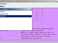 Main window with one open world and the Saved Worlds dialog.