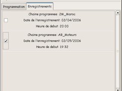onglet de gestion des enregistrements