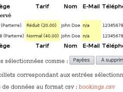 Booking list administration