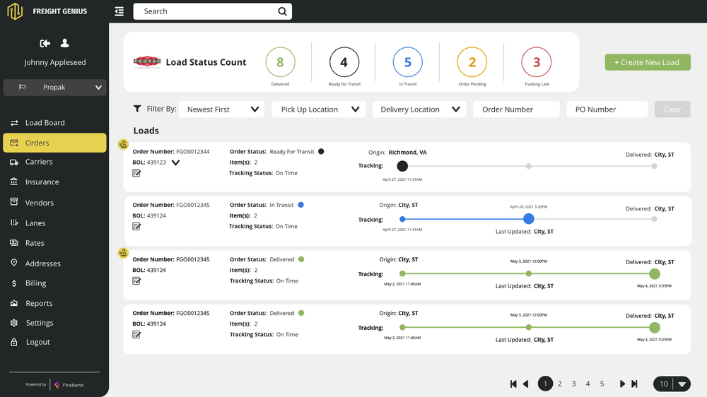 Quickly manage your freight exceptions while keeping tabs on orders going right!