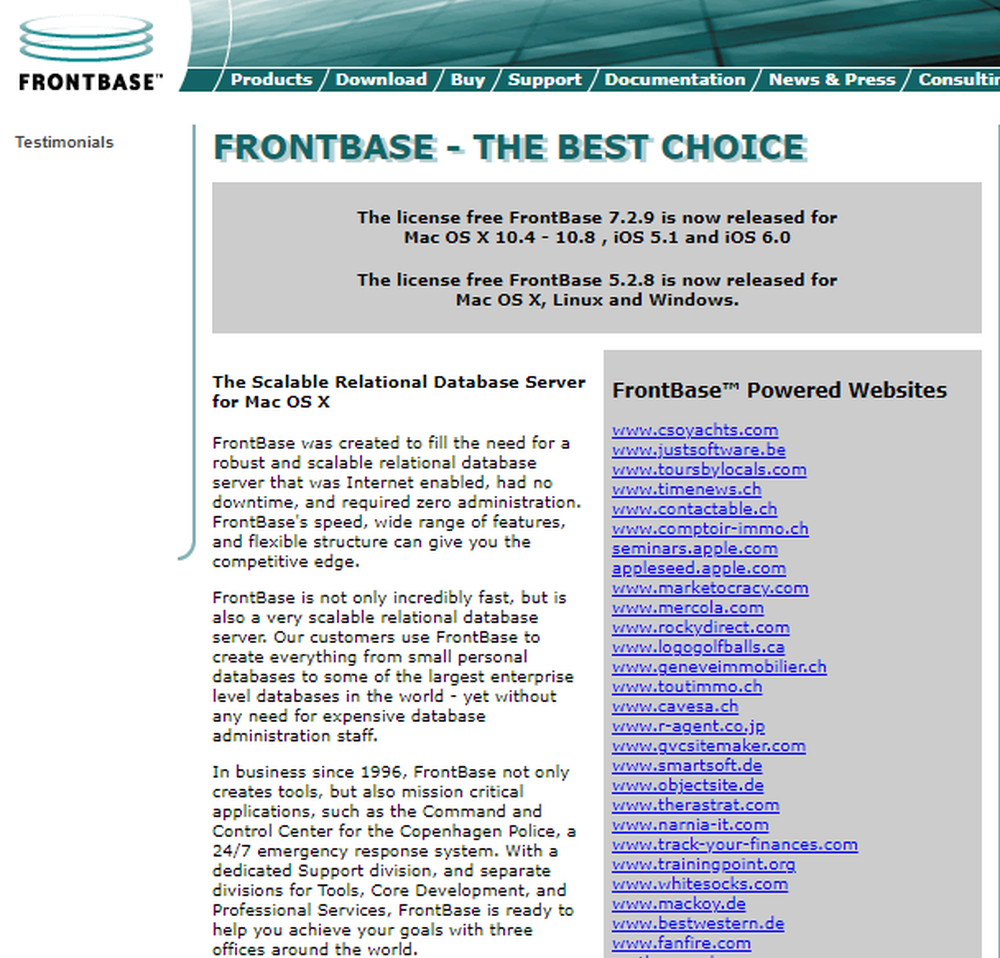 FrontBase Screenshot 1