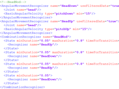 Fubi XML sample: head nod gesture