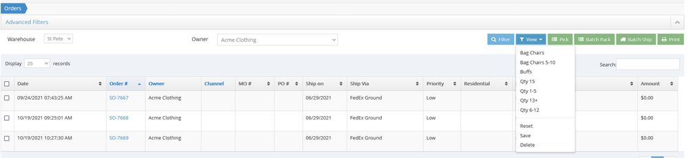 Easily create views to filter orders