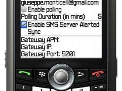 The Configuration screen (here the email)