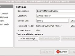 Printers -> GnomeManualDuplex -> Settings