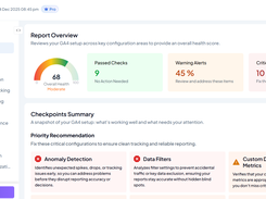 Audit dashboard view of GAfix