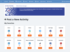 The GaggleAMP new activity creation dashboard