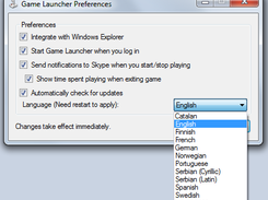 The Options dialog window