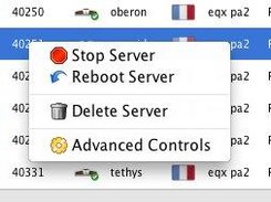 Server Control menu under MacOS X