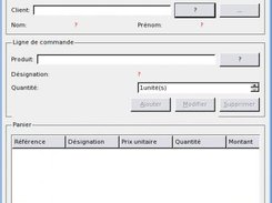 Ecran de saisie d'une nouvelle commande