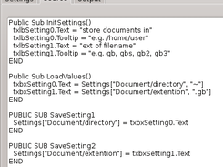 Get source for your project settings form