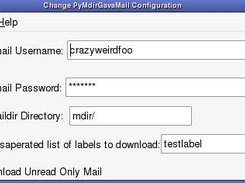Main window editing the config file for PyMdirGavaMail.