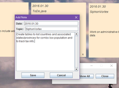 Dialog to add a new note