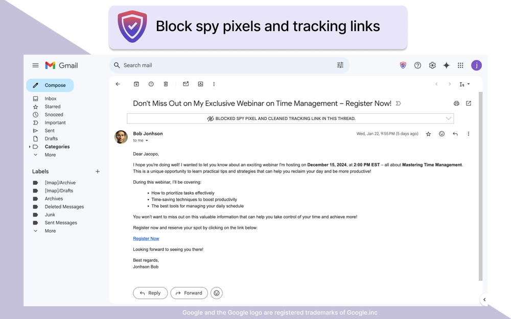Block spy trackers and tracking links