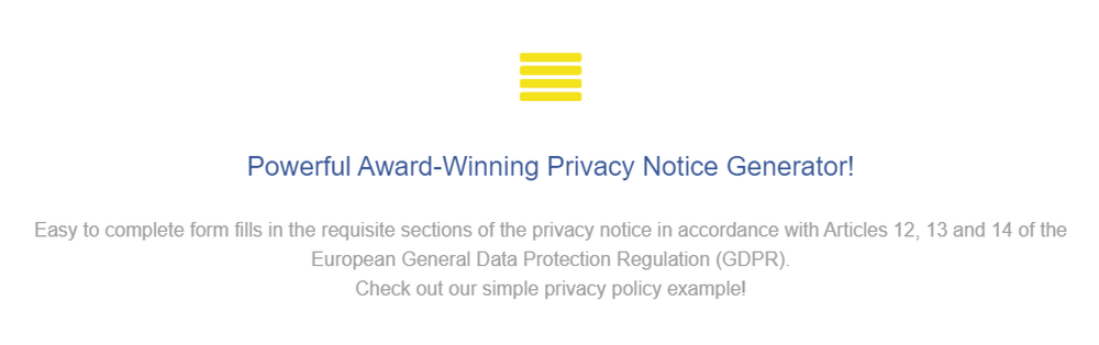 GDPR Privacy Notice Generator Screenshot 1